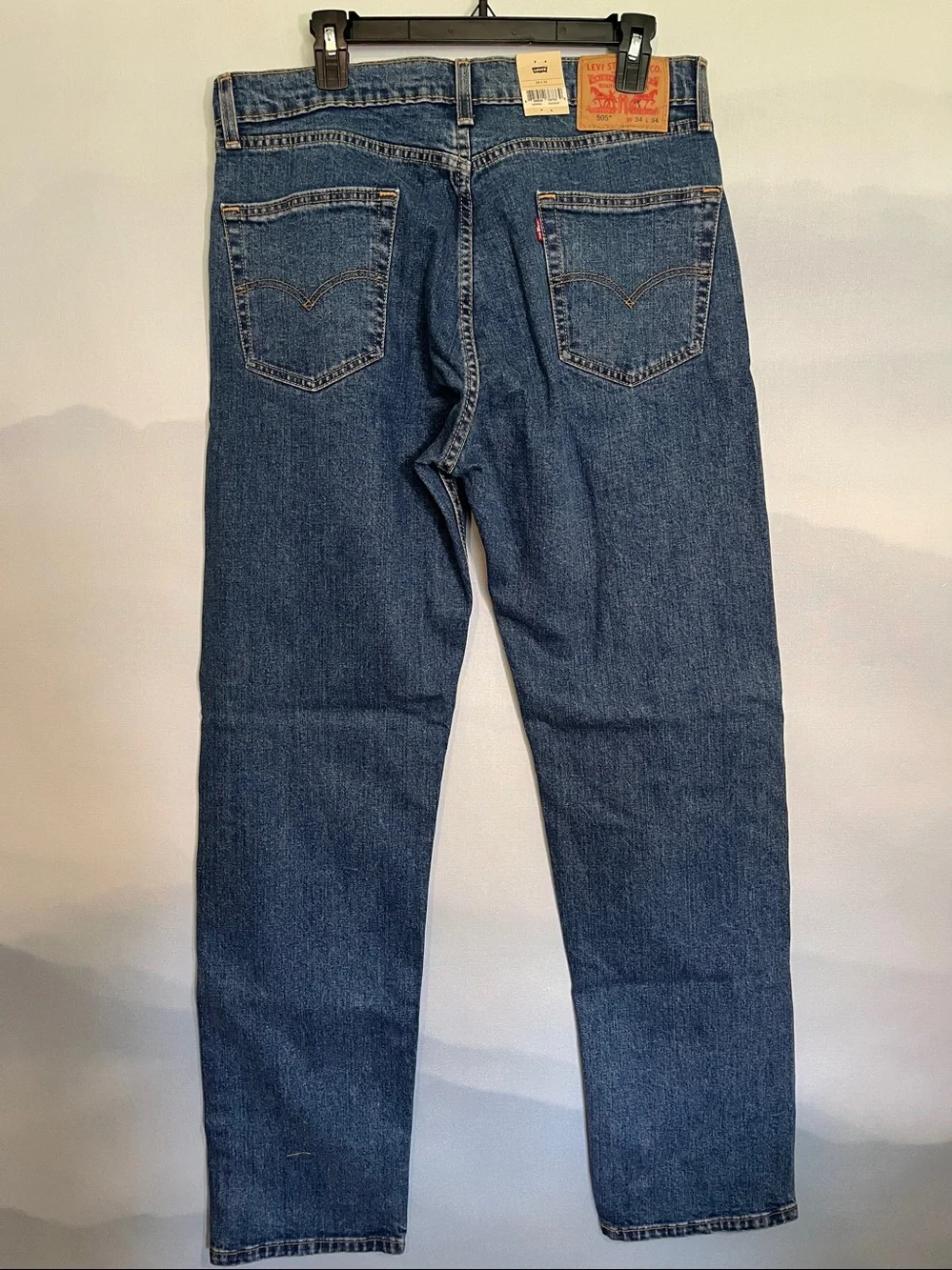 Levi's Strauss & Co Mens 34/34 505 Men's Dark Blue Straight Jeans